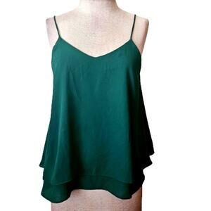 Green Spaghetti Strap Layered Blouse Size Medium